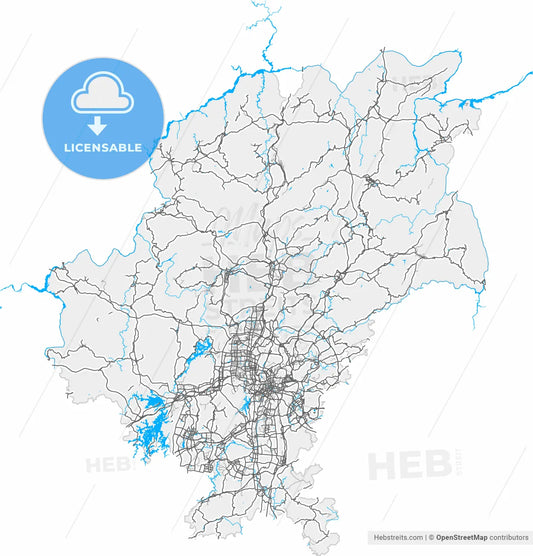 Guiyang, Guizhou, China, high resolution vector map - Instant download PDF and JPG