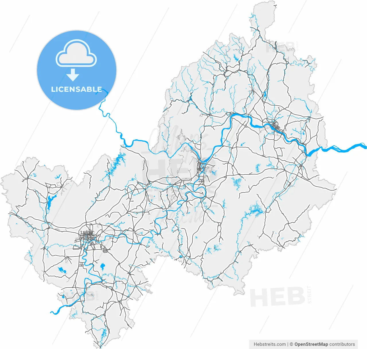 Guigang, Guangxi, China, high resolution vector map - Instant download PDF and JPG