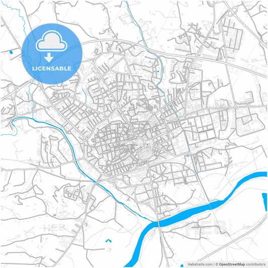 Asti, Piedmont, Italy, city map with high resolution roads.