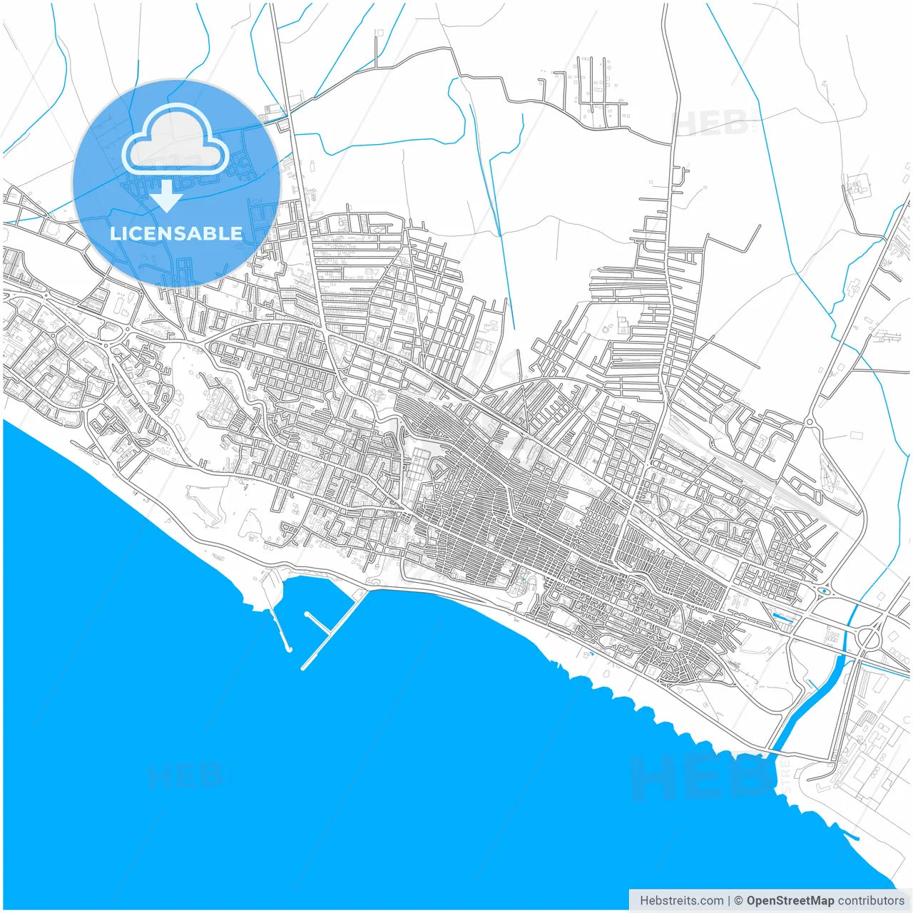 Gela, Sicily, Italy, City Map With High Resolution Roads. – HEBSTREITS