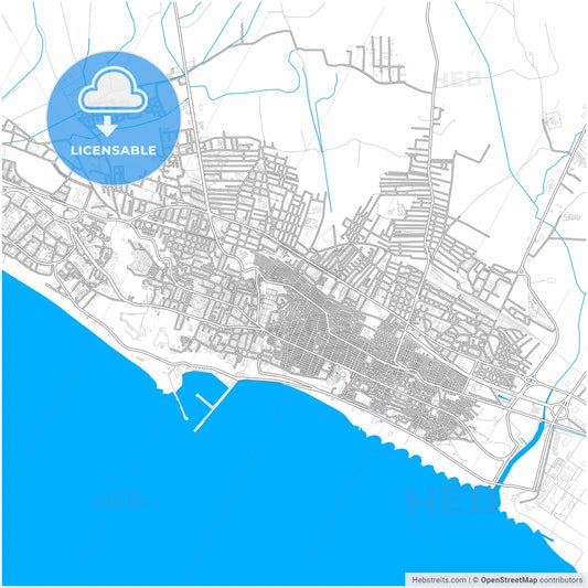Gela, Sicily, Italy, city map with high resolution roads.