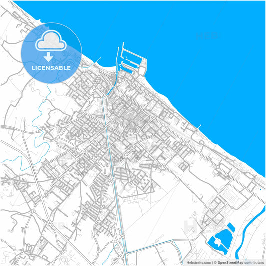 Fano, Marche, Italy, city map with high resolution roads.