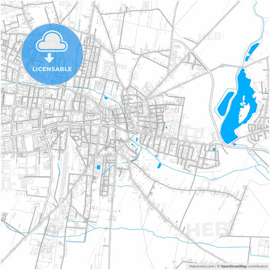 Piotrków Trybunalski, Łódź, Poland, city map with high resolution roads.