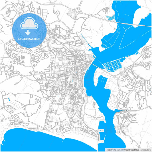Portimão, Faro, Portugal, city map with high resolution roads.