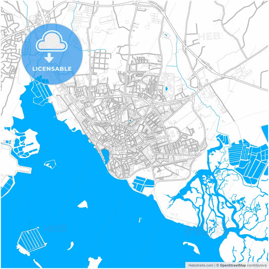 Faro, Faro, Portugal, city map with high resolution roads.