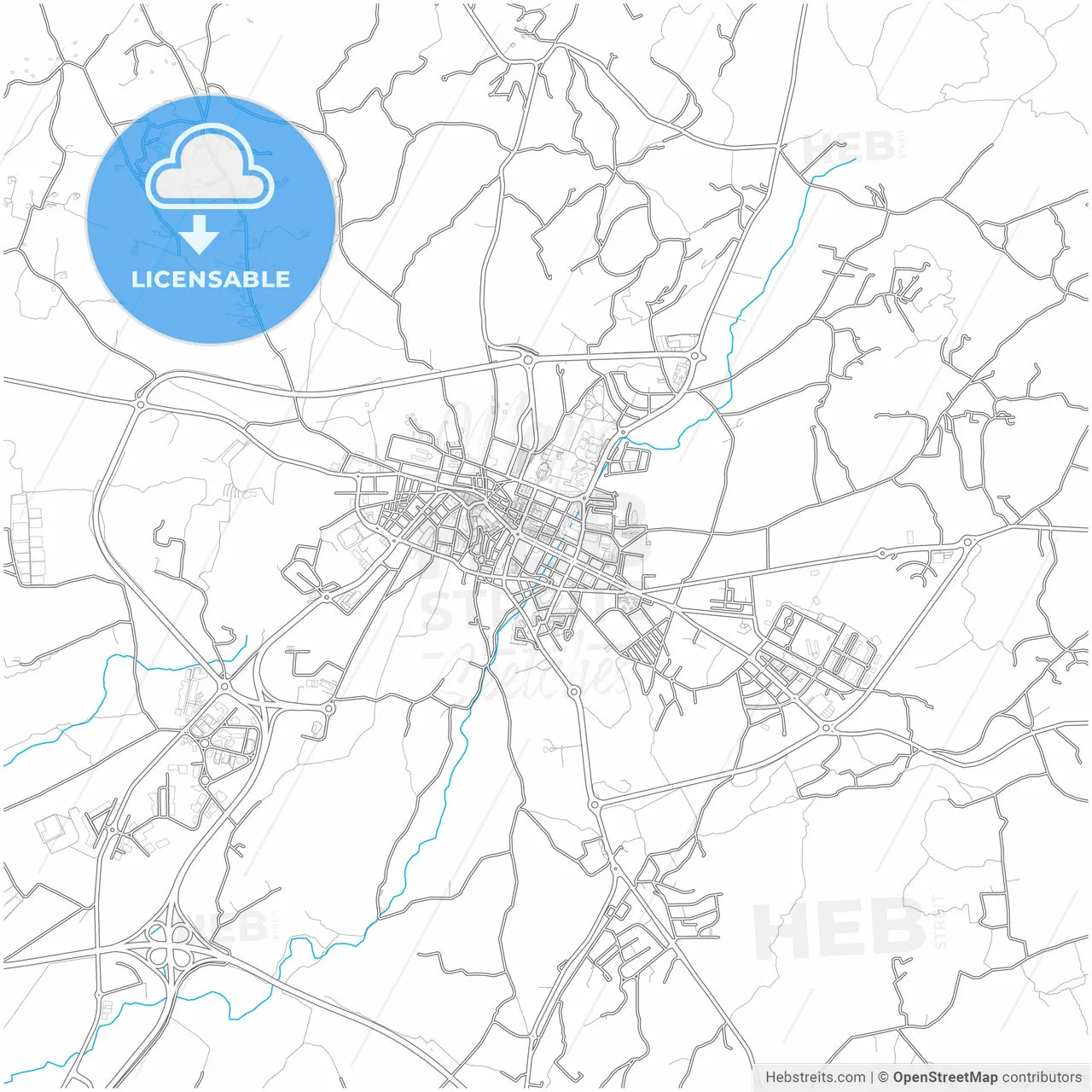 Loulé, Faro, Portugal, City Map With High Resolution Roads. – HEBSTREITS