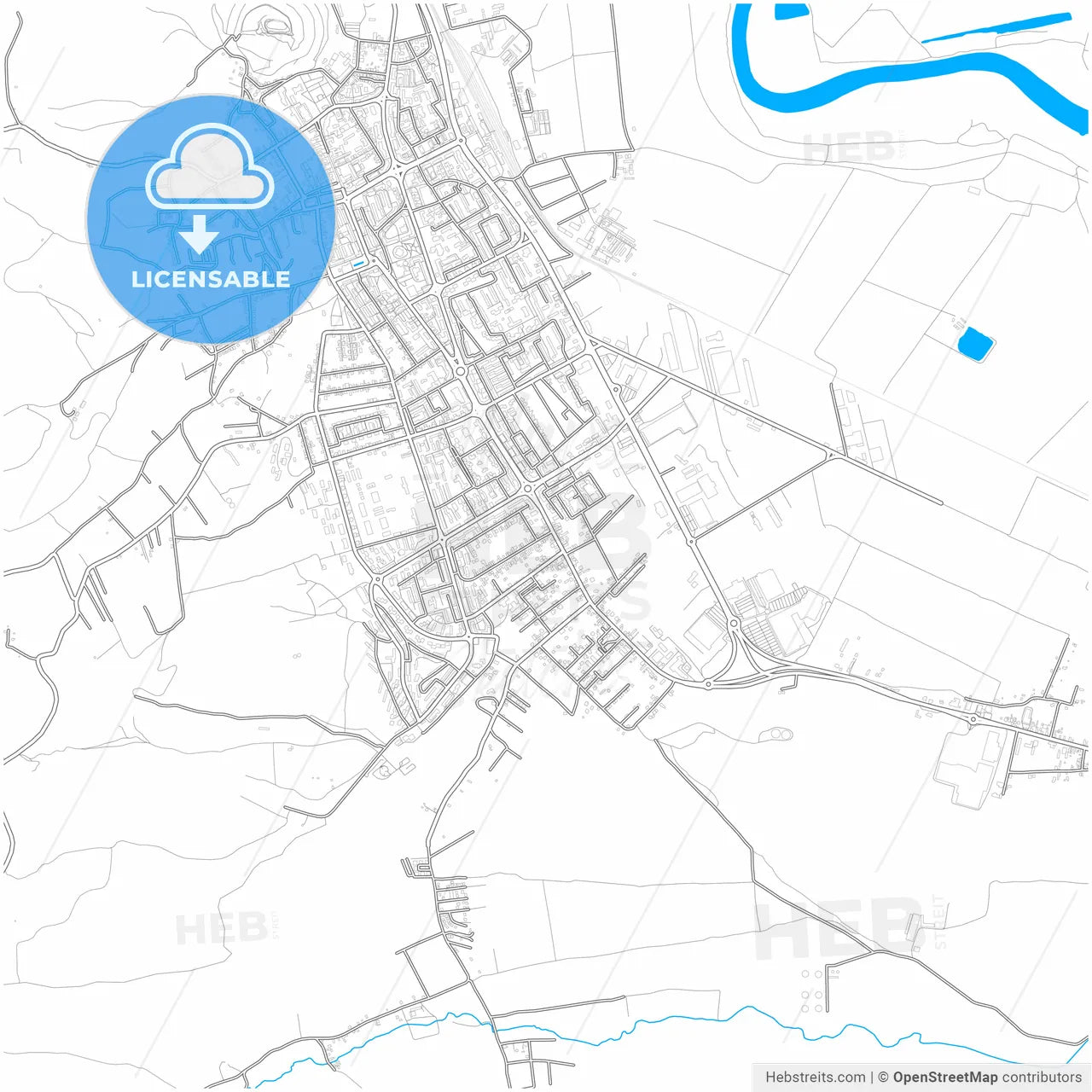 Deva, Hunedoara, Romania, city map with high resolution roads.