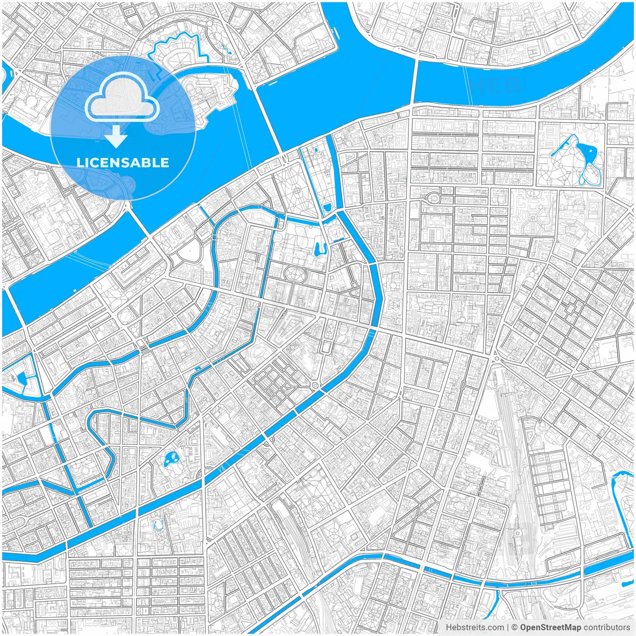 Saint Petersburg, Saint Petersburg , Russia, city map with high resolution roads.