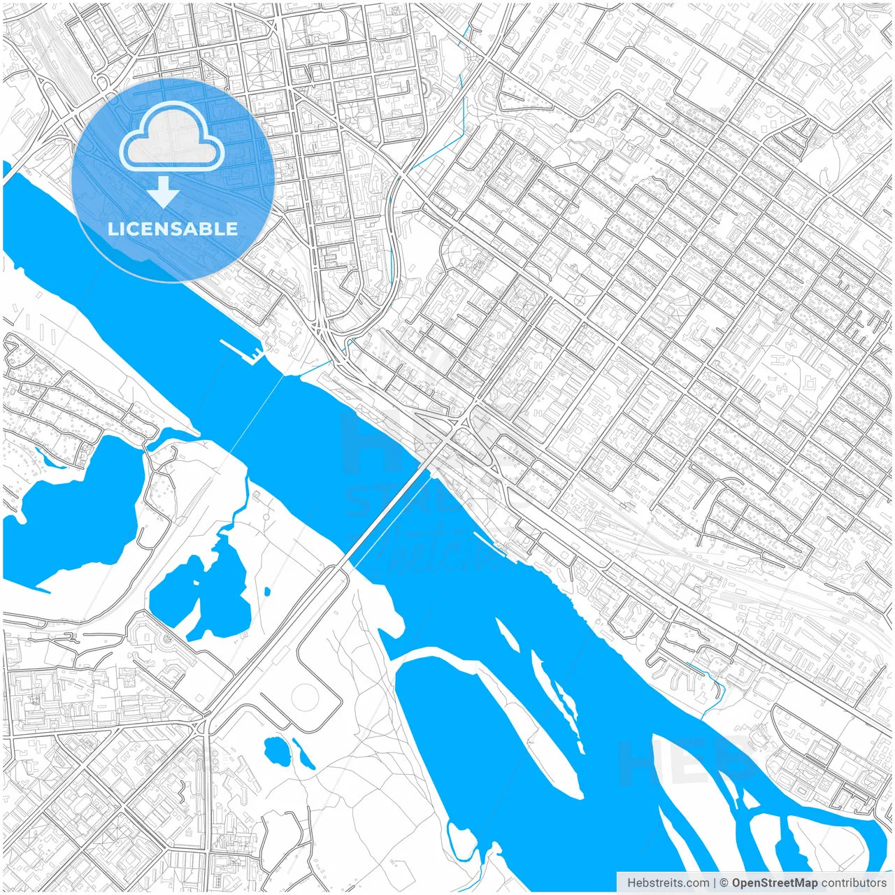 Novosibirsk, Novosibirsk Oblast, Russia, city map with high resolution roads.