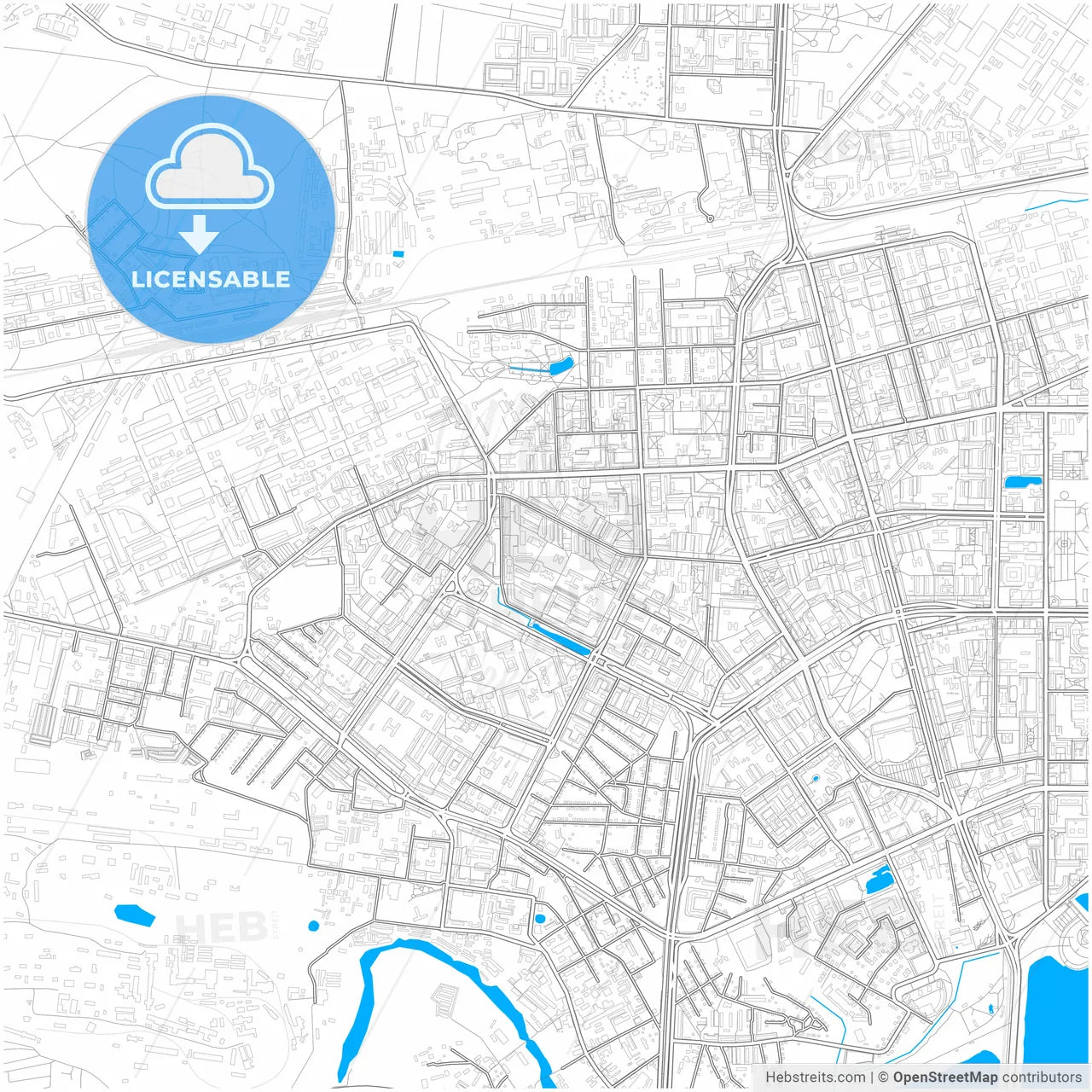 Kazan, Republic of Tatarstan, Russia, city map with high resolution roads.