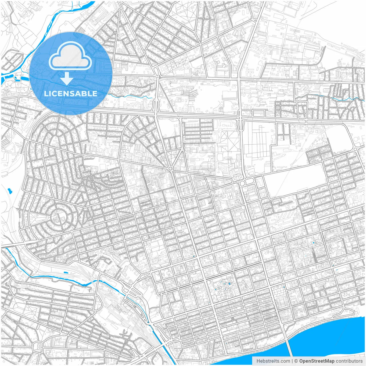 Rostov-on-Don, Rostov Oblast, Russia, city map with high resolution roads.