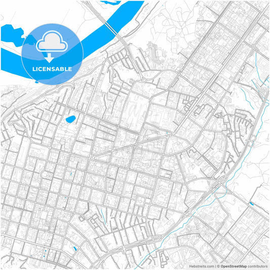 Ufa, Republic of Bashkortostan, Russia, city map with high resolution roads.