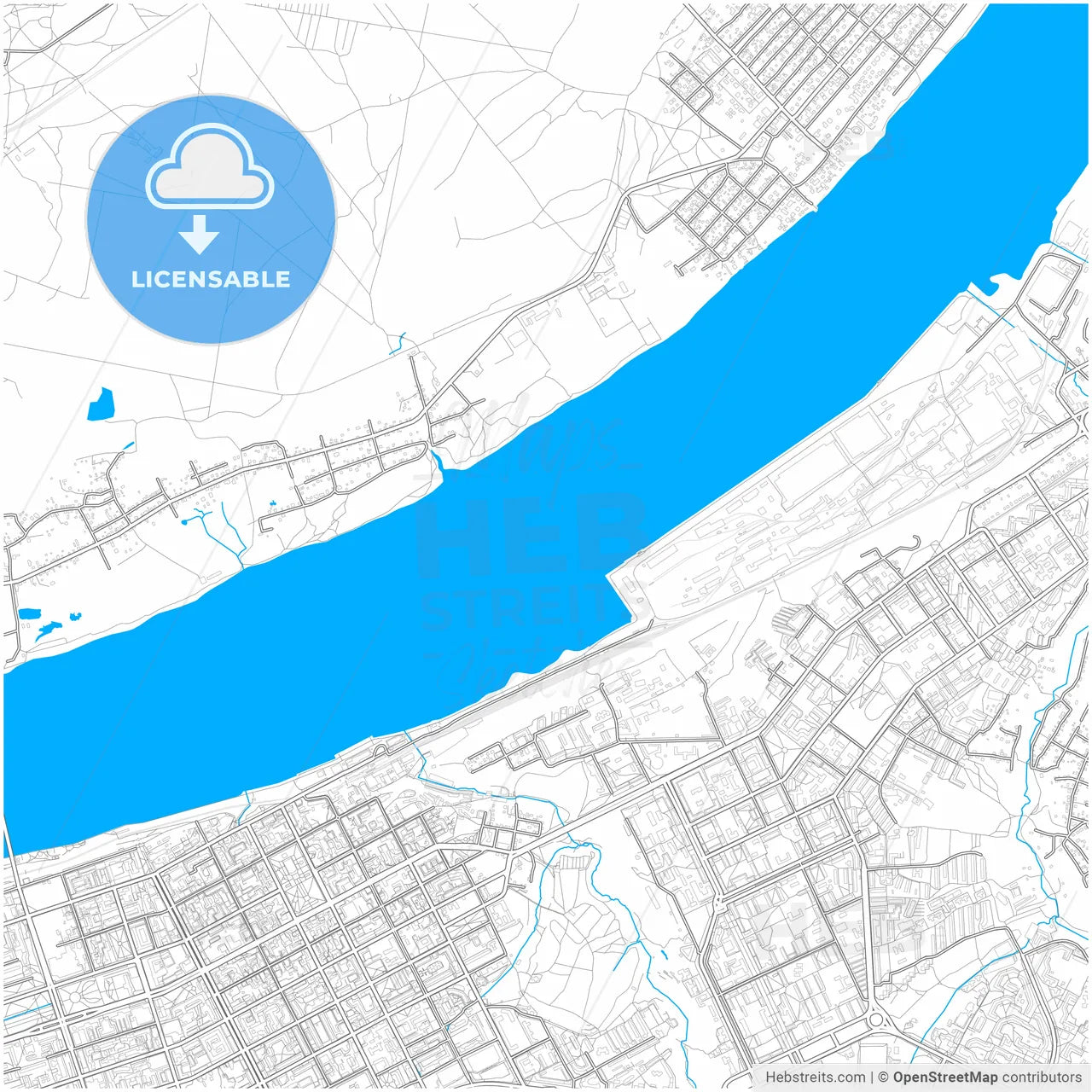 Perm, Perm Krai, Russia, city map with high resolution roads.