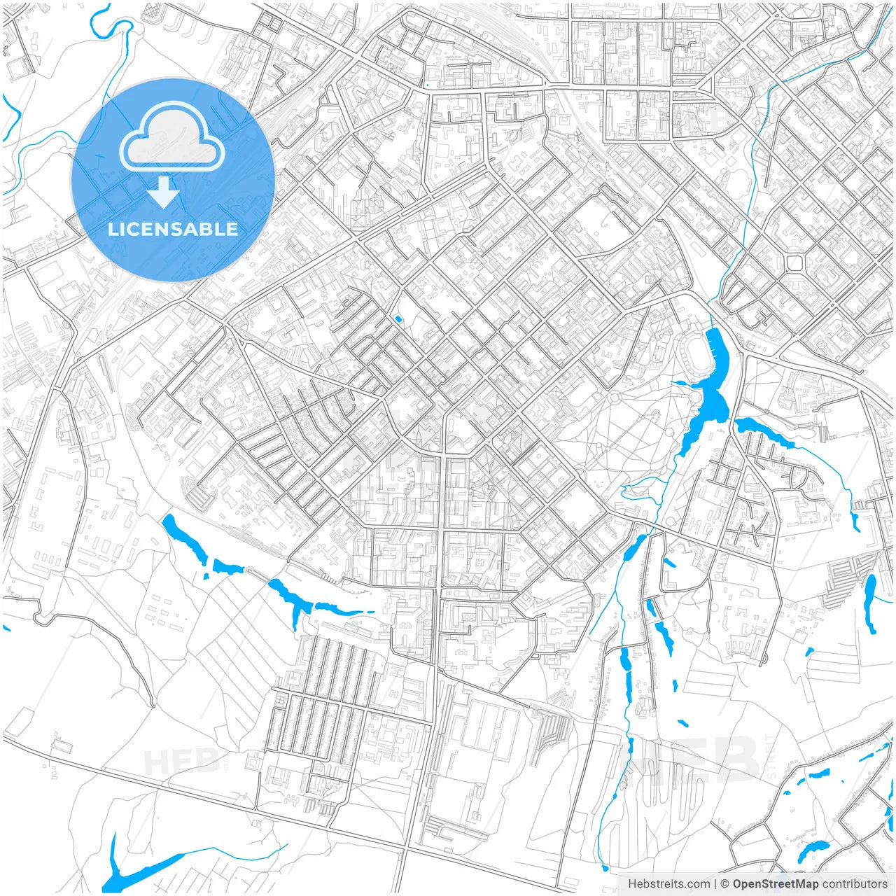 Ryazan, Ryazan Oblast, Russia, city map with high resolution roads.