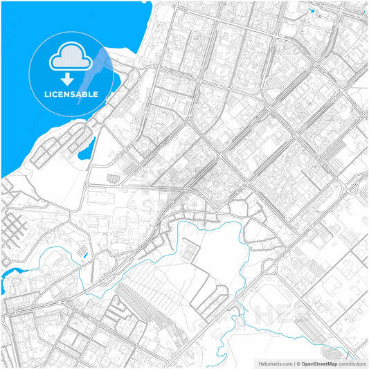 Naberezhnye Chelny, Republic of Tatarstan, Russia, city map with high resolution roads.