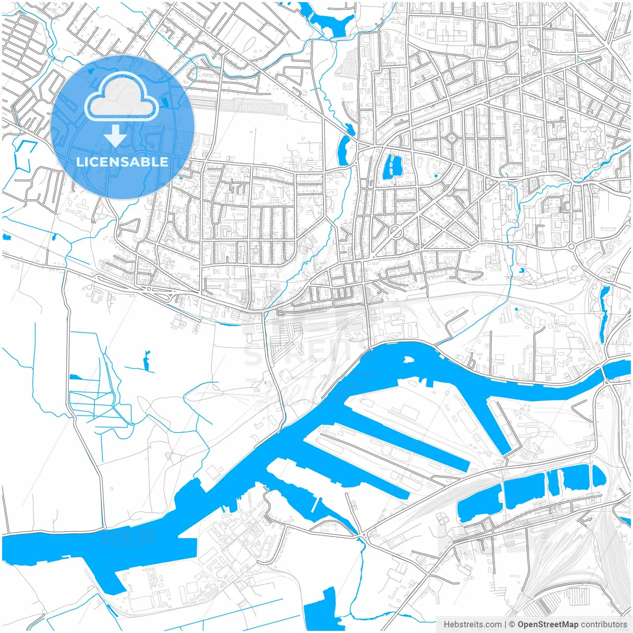 Kaliningrad, Kaliningrad Oblast, Russia, city map with high resolution roads.