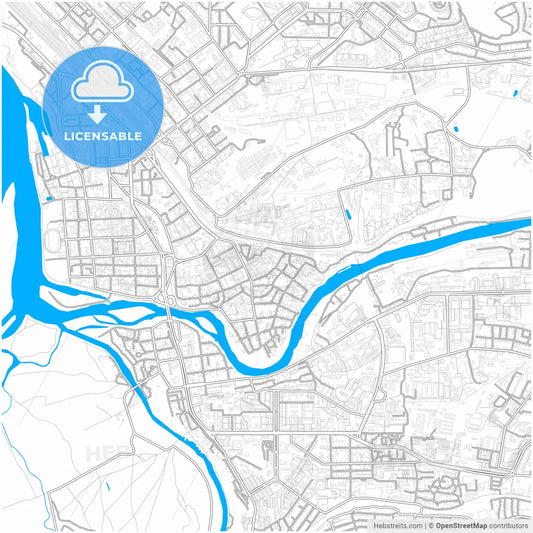 Ulan-Ude, Republic of Buryatia, Russia, city map with high resolution roads.