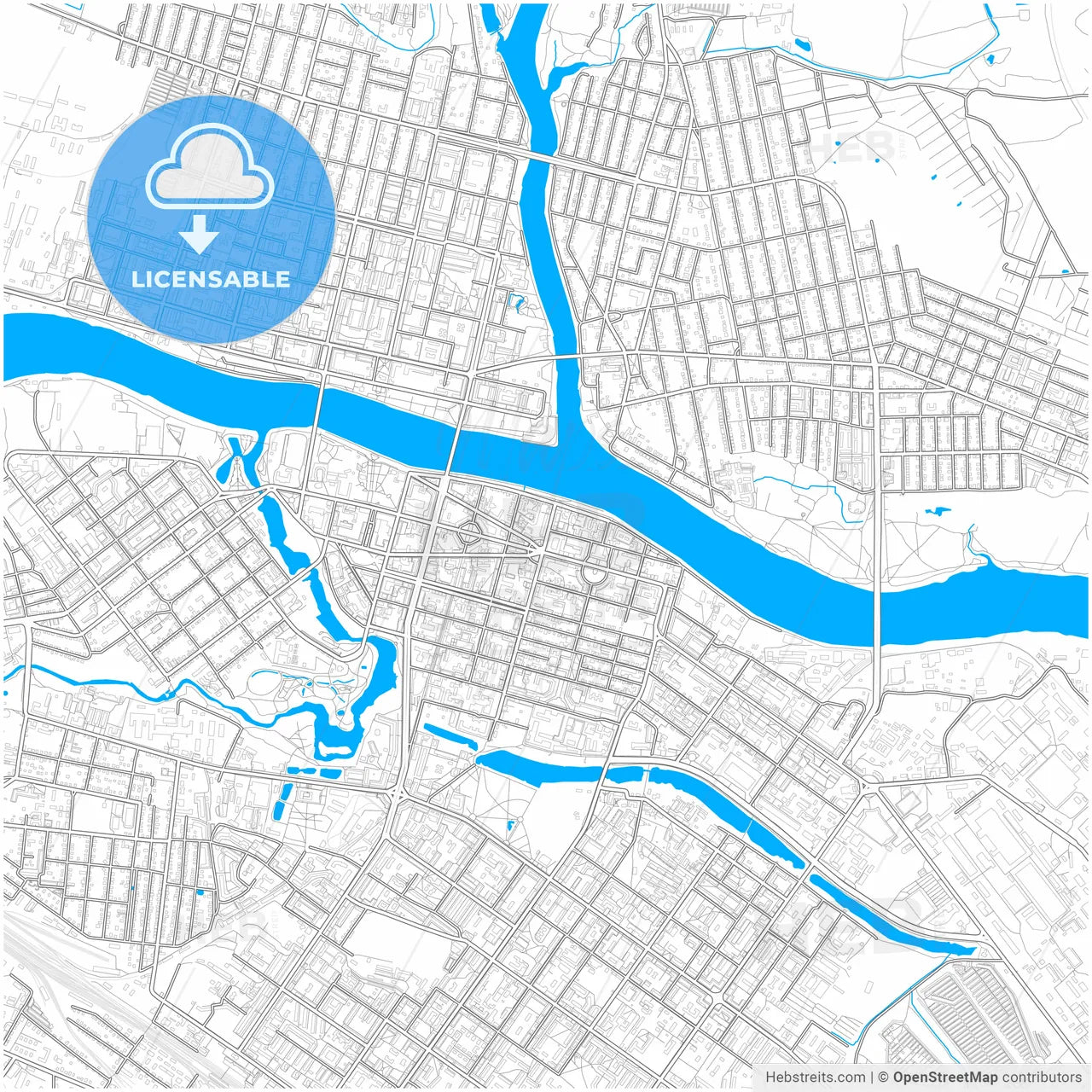 Tver, Tver Oblast, Russia, city map with high resolution roads.