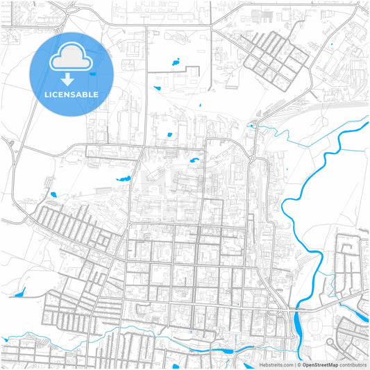 Saransk, Republic of Mordovia, Russia, city map with high resolution roads.