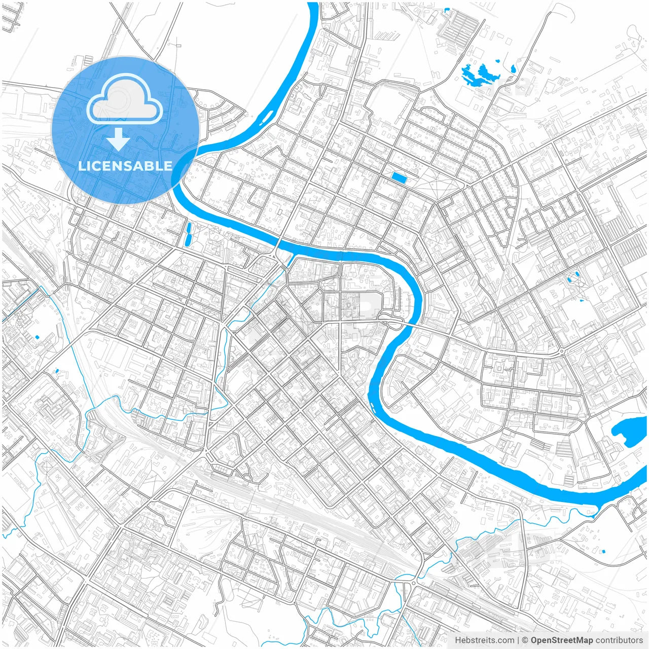 Vologda, Vologda Oblast, Russia, city map with high resolution roads.