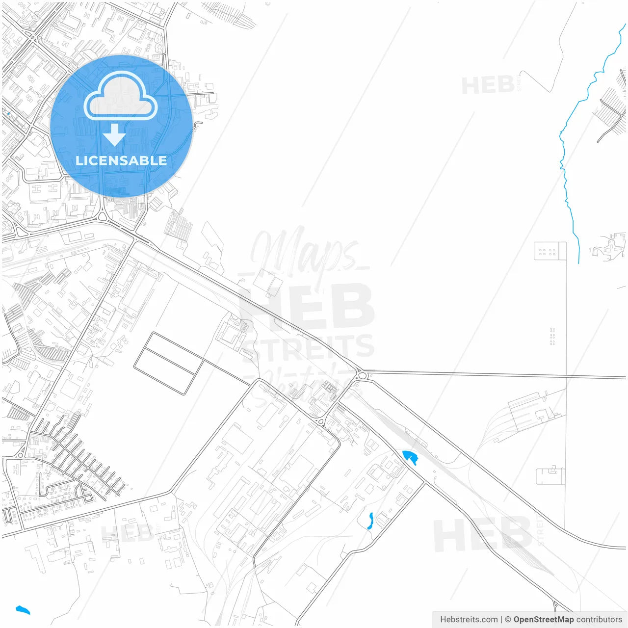 Nizhnekamsk, Republic of Tatarstan, Russia, city map with high resolution roads.