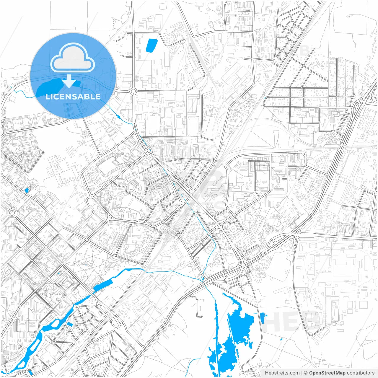 Mytishchi, Moscow Oblast, Russia, city map with high resolution roads.