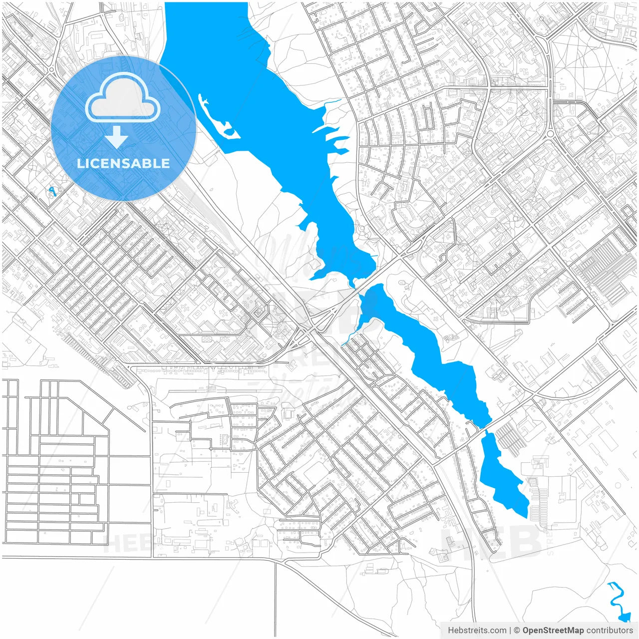 Volgodonsk, Rostov Oblast, Russia, city map with high resolution roads.