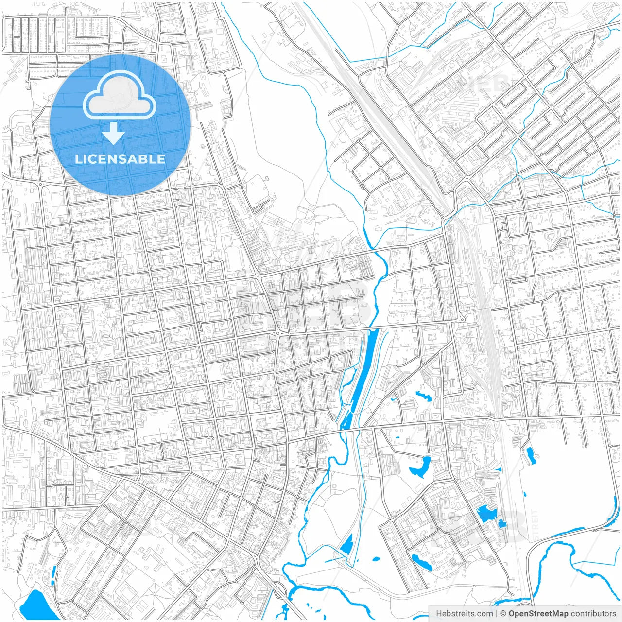 Ussuriysk, Primorsky Krai, Russia, city map with high resolution roads.