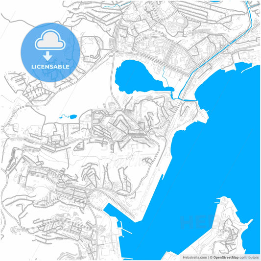 Nakhodka, Primorsky Krai, Russia, city map with high resolution roads.