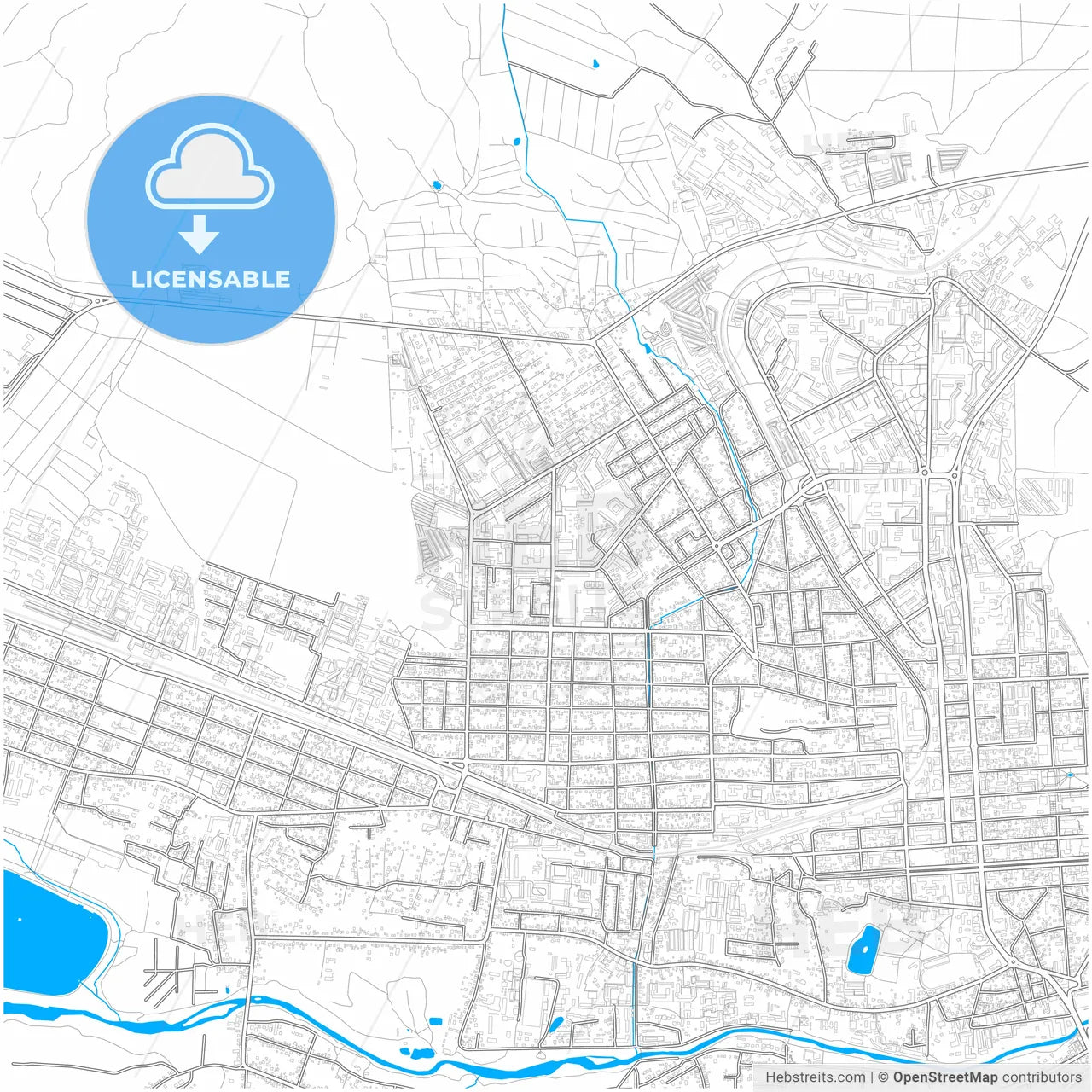 Pyatigorsk, Stavropol Krai, Russia, city map with high resolution roads.