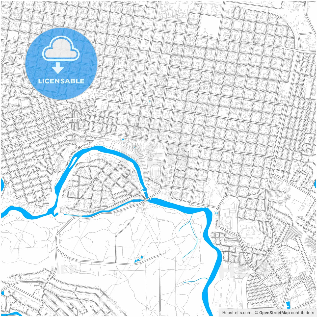 Maykop, Republic of Adygea, Russia, city map with high resolution roads.