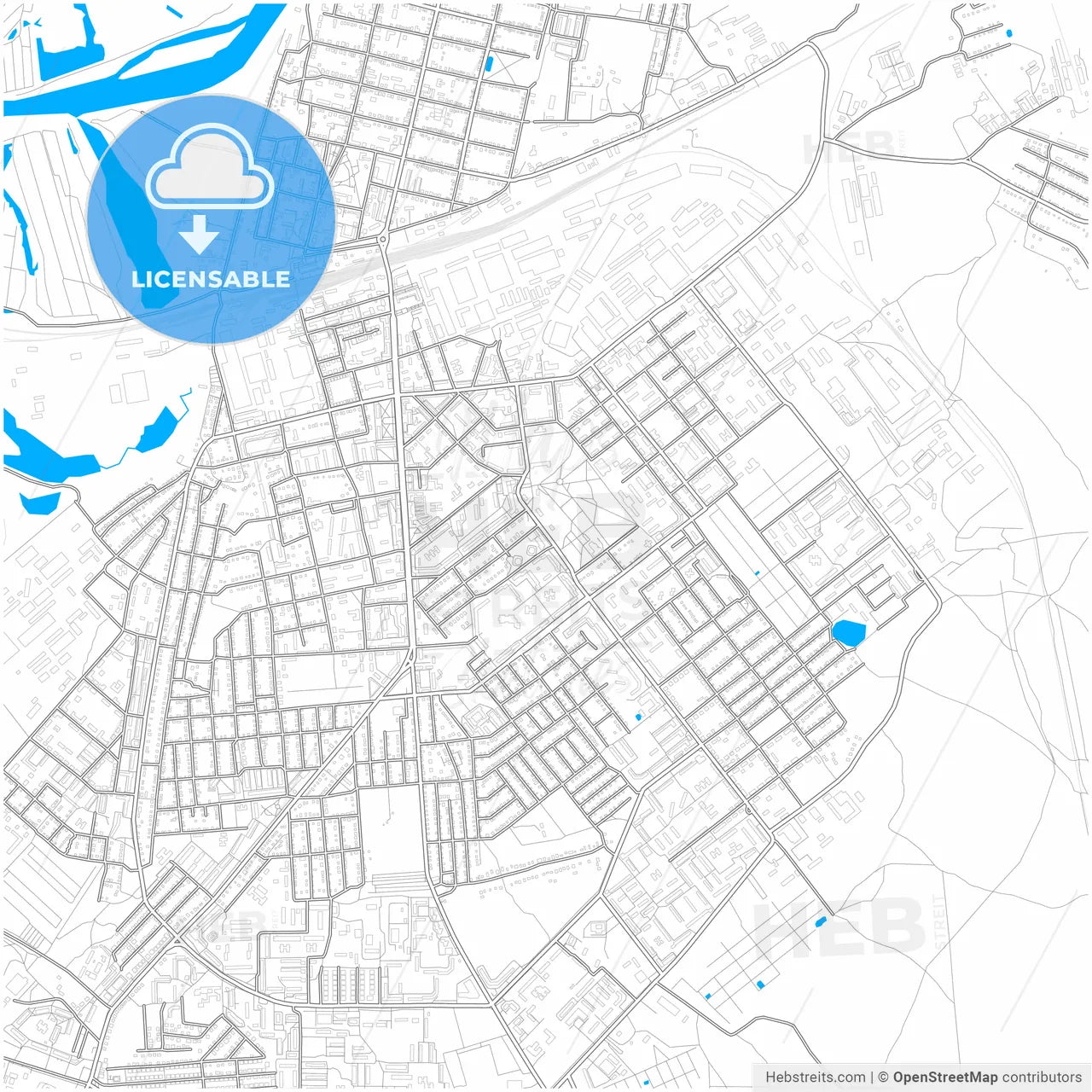 Kovrov, Vladimir Oblast, Russia, city map with high resolution roads.