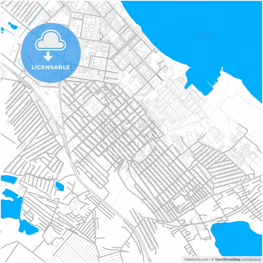 Kaspiysk, Republic of Dagestan, Russia, city map with high resolution roads.
