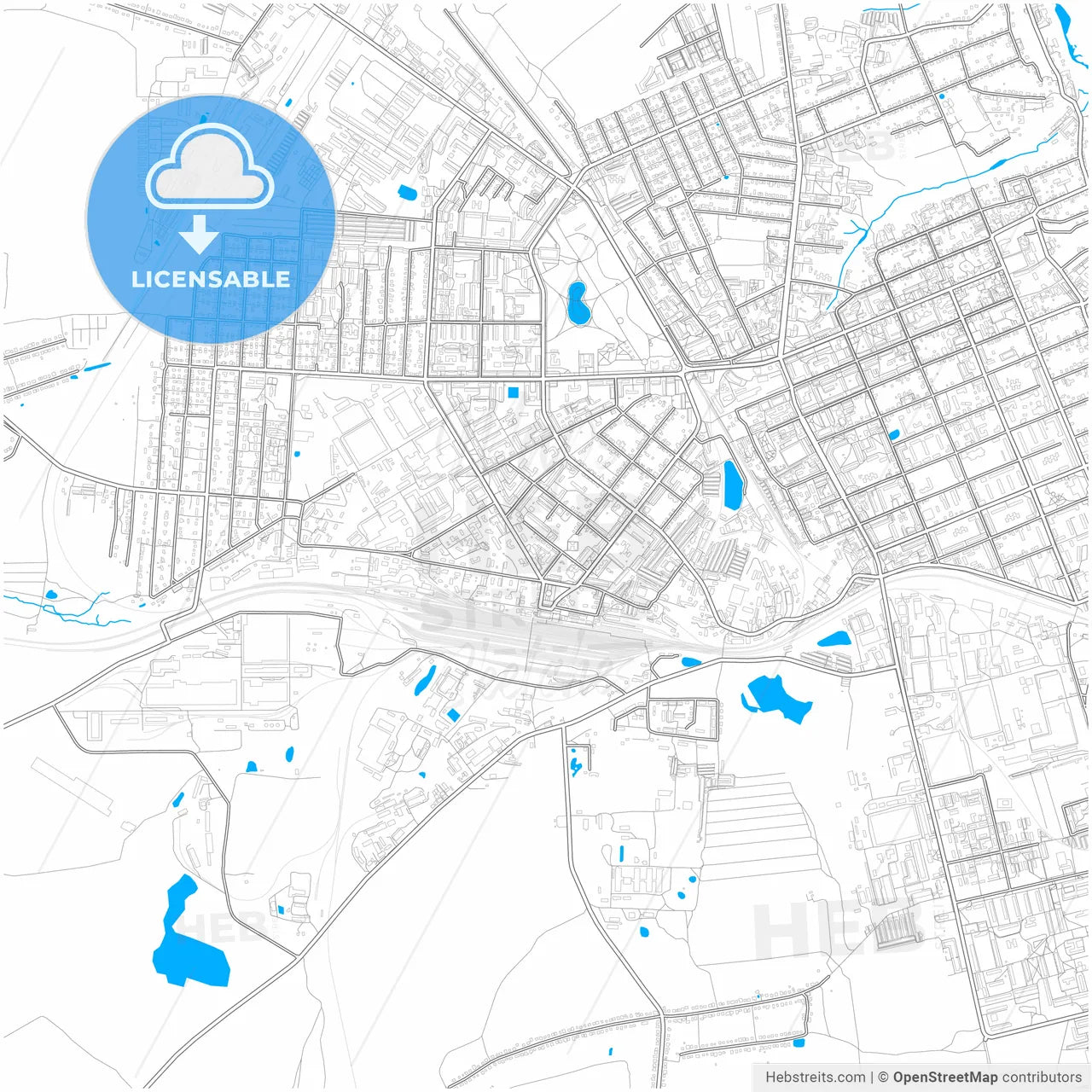 Murom, Vladimir Oblast, Russia, city map with high resolution roads.