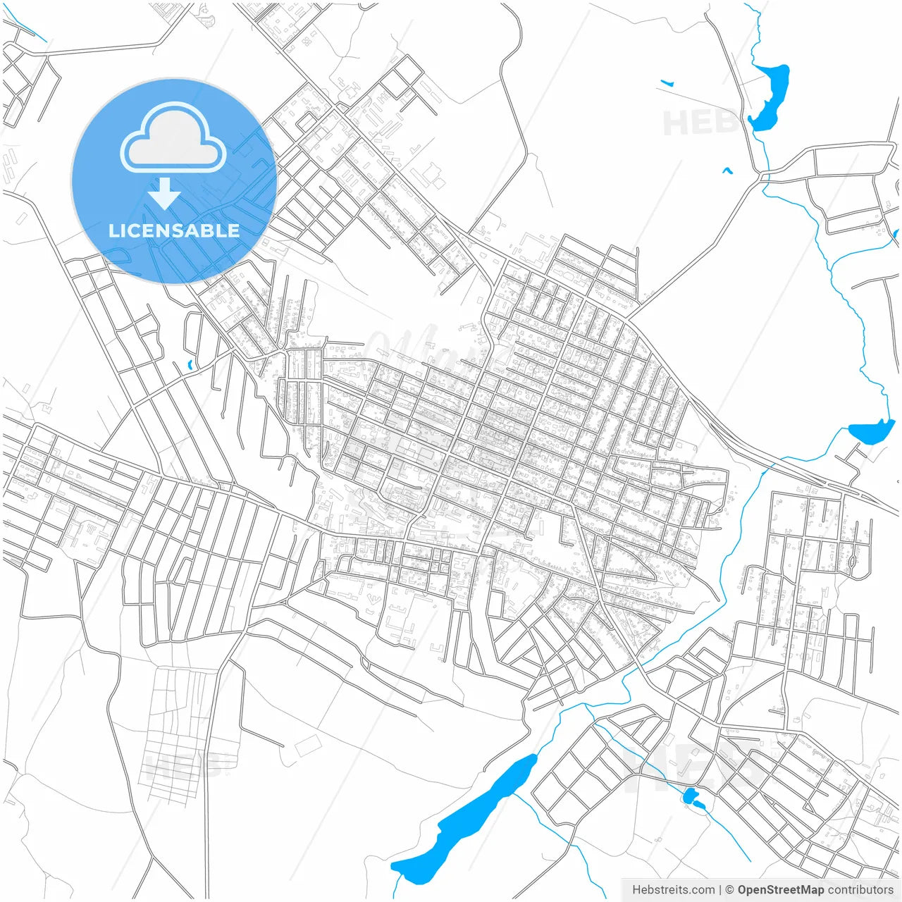 Novoshakhtinsk, Rostov Oblast, Russia, city map with high resolution roads.
