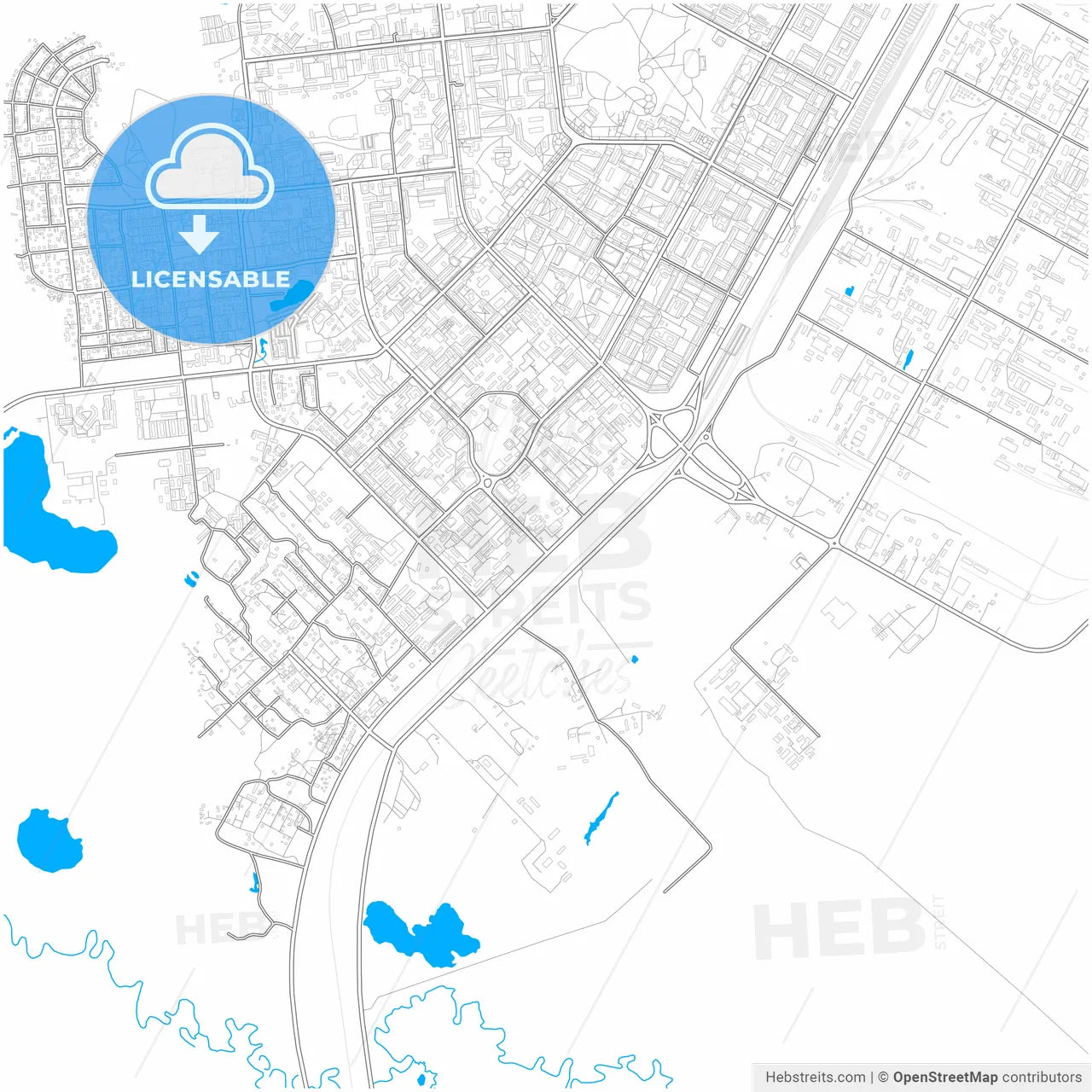 Noyabrsk, Yamalo-Nenets Autonomous Okrug, Russia, city map with high resolution roads.