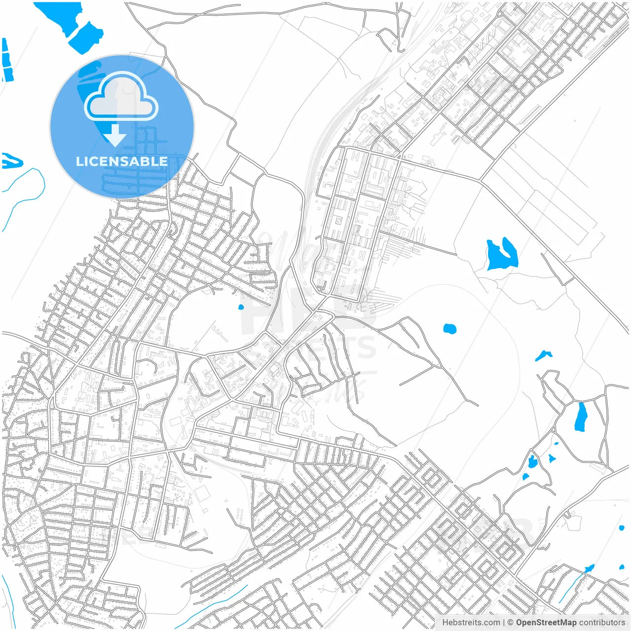 Leninsk-Kuznetsky, Kemerovo Oblast, Russia, city map with high resolution roads.