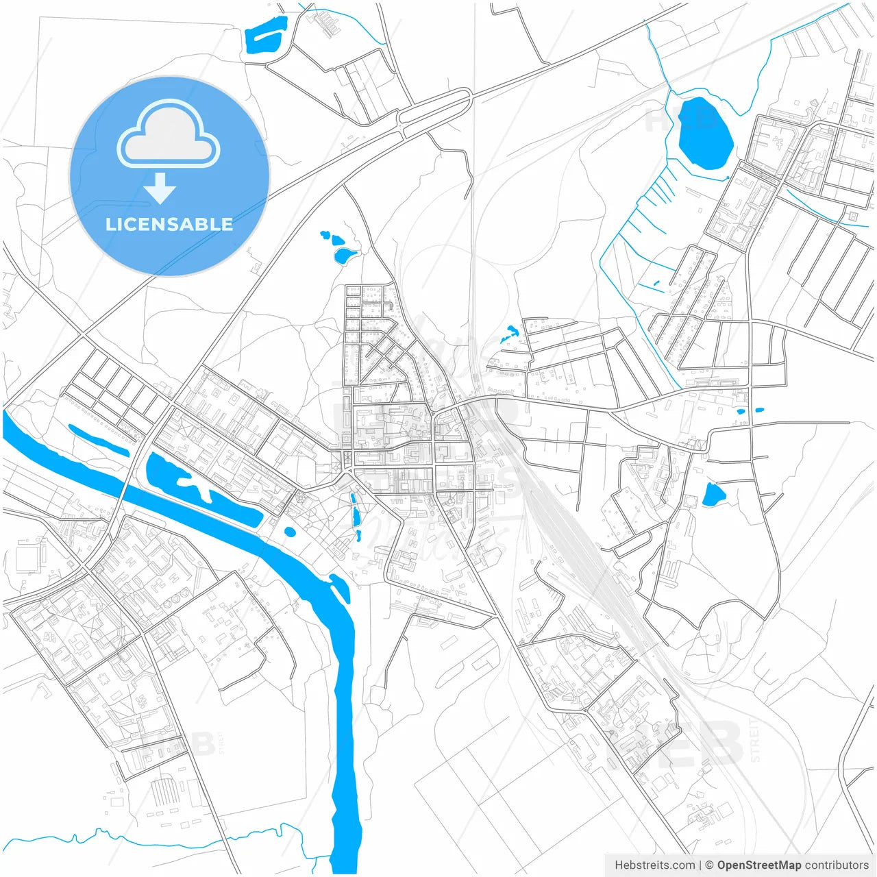 Voskresensk, Moscow Oblast, Russia, city map with high resolution roads.