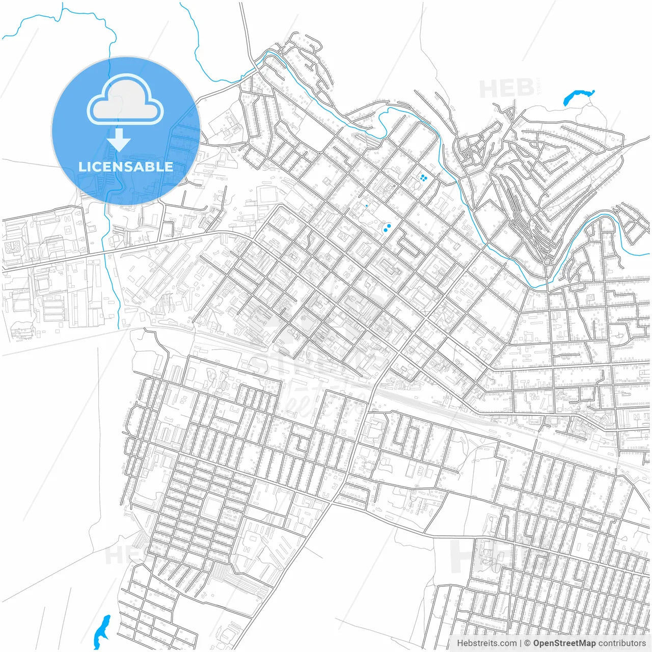 Kuznetsk, Penza Oblast, Russia, city map with high resolution roads.