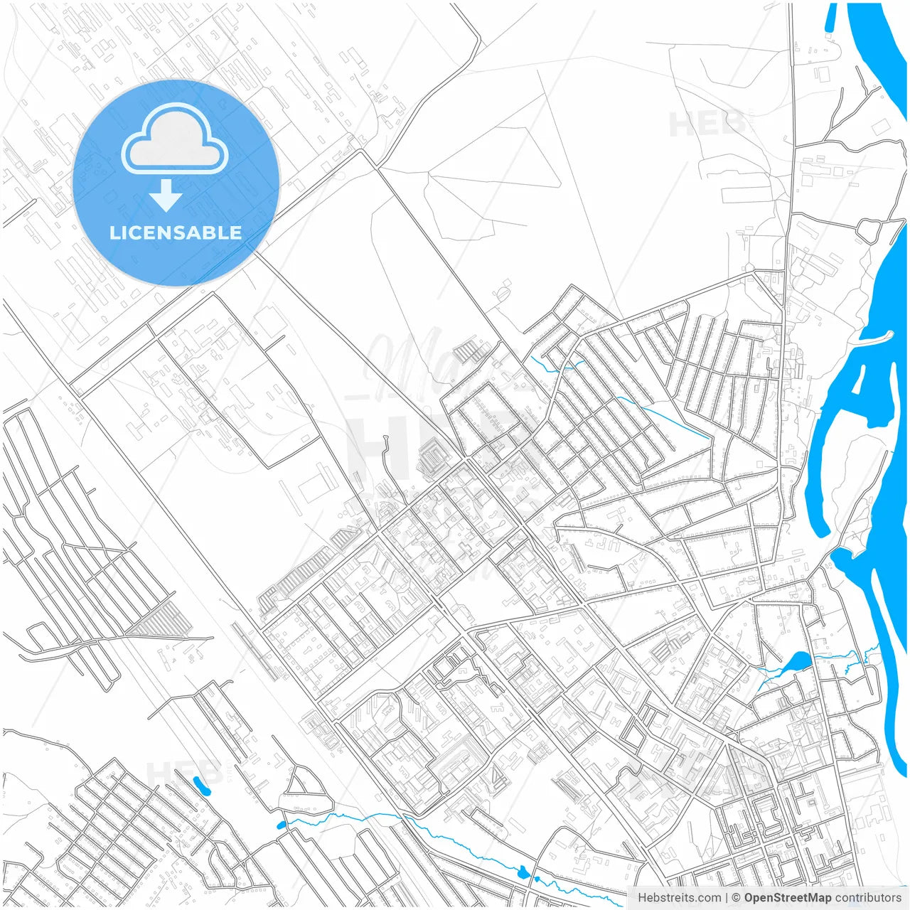 Usolye-Sibirskoye, Irkutsk Oblast, Russia, city map with high resolution roads.