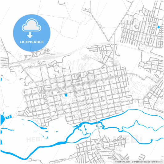 Shadrinsk, Kurgan Oblast, Russia, city map with high resolution roads.