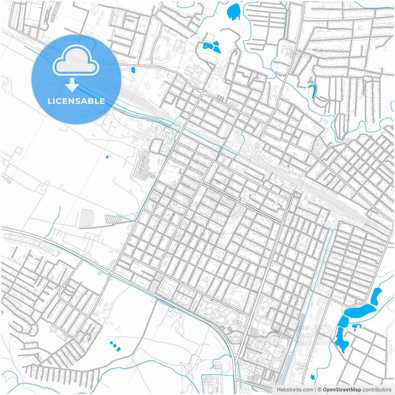 Mineralnye Vody, Stavropol Krai, Russia, city map with high resolution roads.