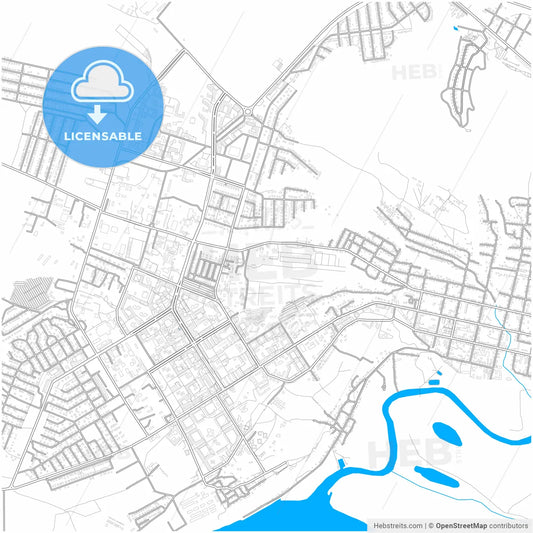 Yelabuga, Republic of Tatarstan, Russia, city map with high resolution roads.