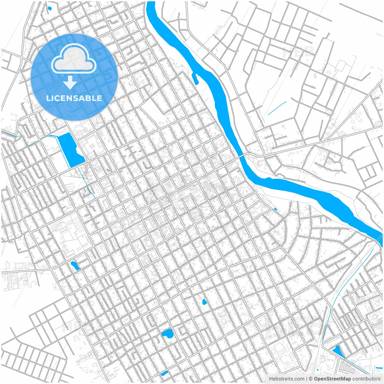 Slavyansk-na-Kubani, Krasnodar Krai, Russia, city map with high resolution roads.