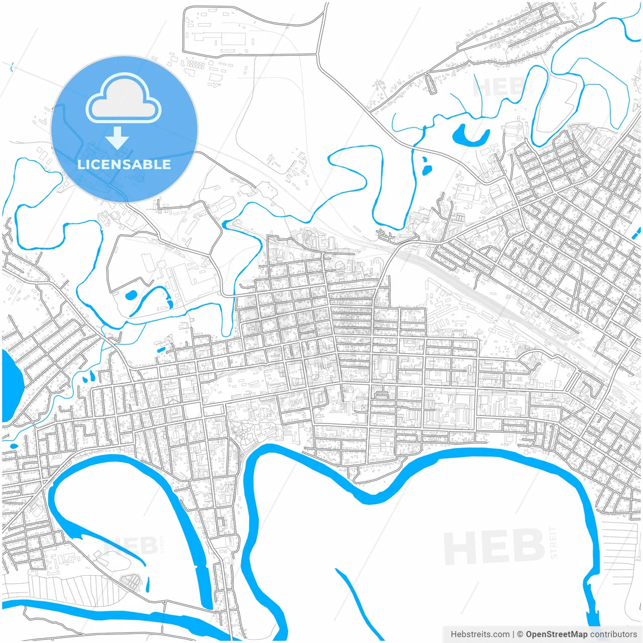 Ishim, Tyumen Oblast, Russia, city map with high resolution roads.