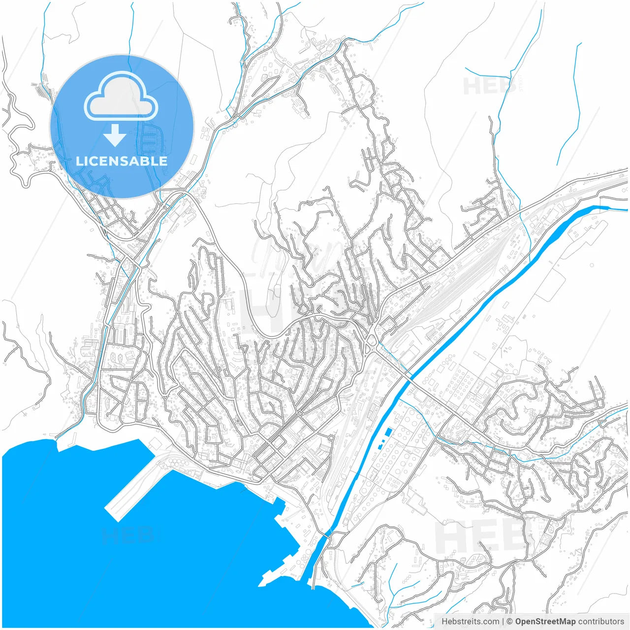 Tuapse, Krasnodar Krai, Russia, city map with high resolution roads.