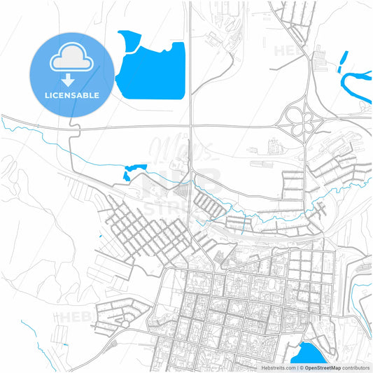 Revda, Sverdlovsk Oblast, Russia, city map with high resolution roads.