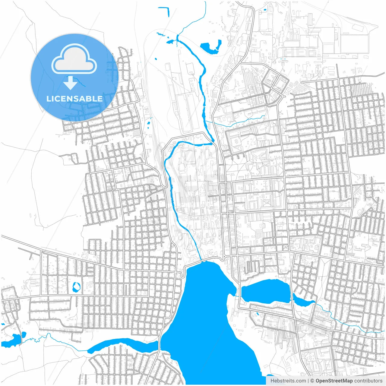 Lysva, Perm Krai, Russia, city map with high resolution roads.