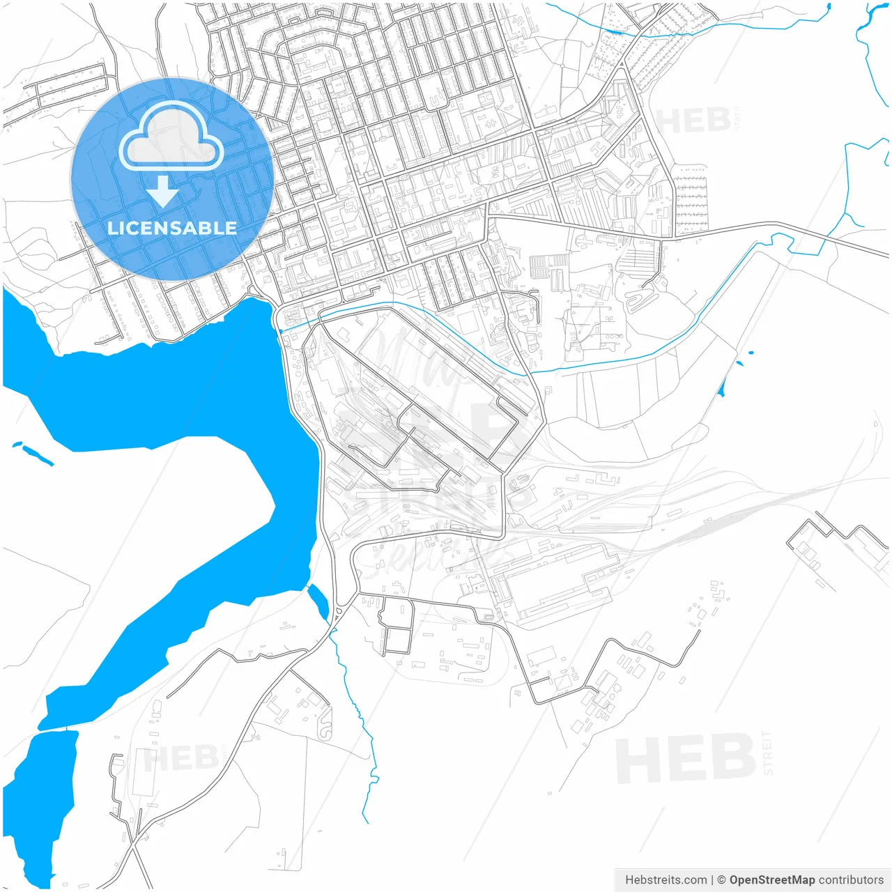 Polevskoy, Sverdlovsk Oblast, Russia, city map with high resolution roads.