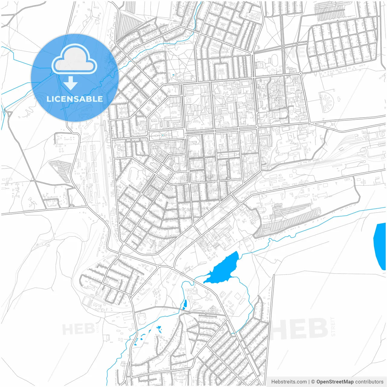 Sibay, Republic of Bashkortostan, Russia, city map with high resolution roads.